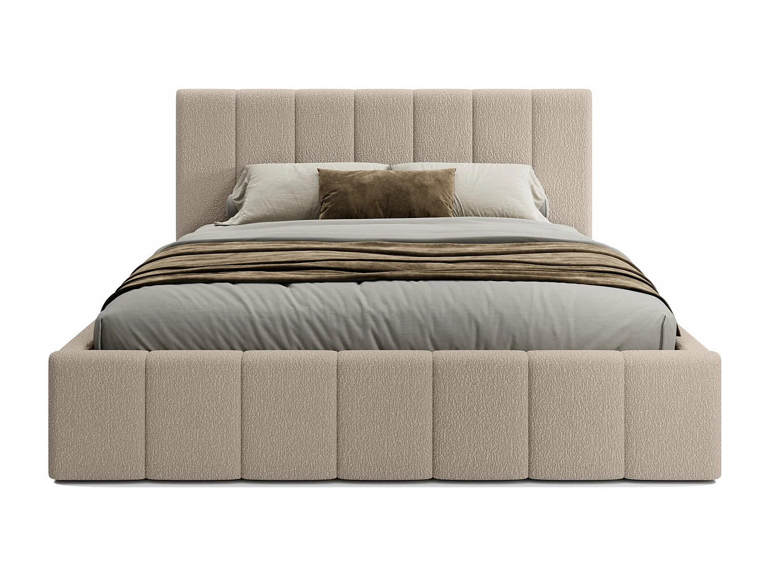 LIT TAPISSÉ avec coffre Slim Clennen 140x200 cm, beige (Anthology 02)