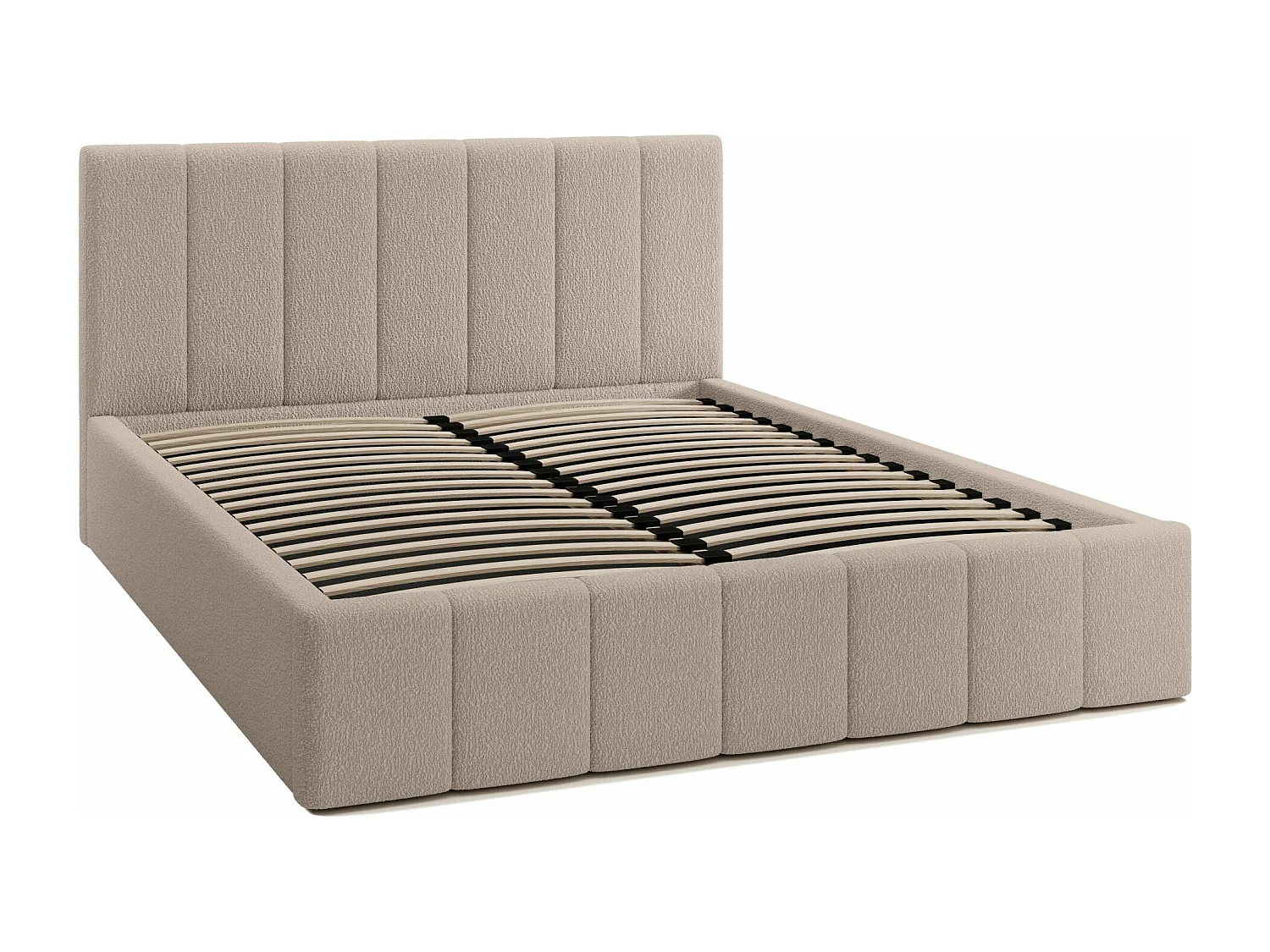 LIT TAPISSÉ avec coffre Slim Clennen 140x200 cm, beige (Anthology 02)