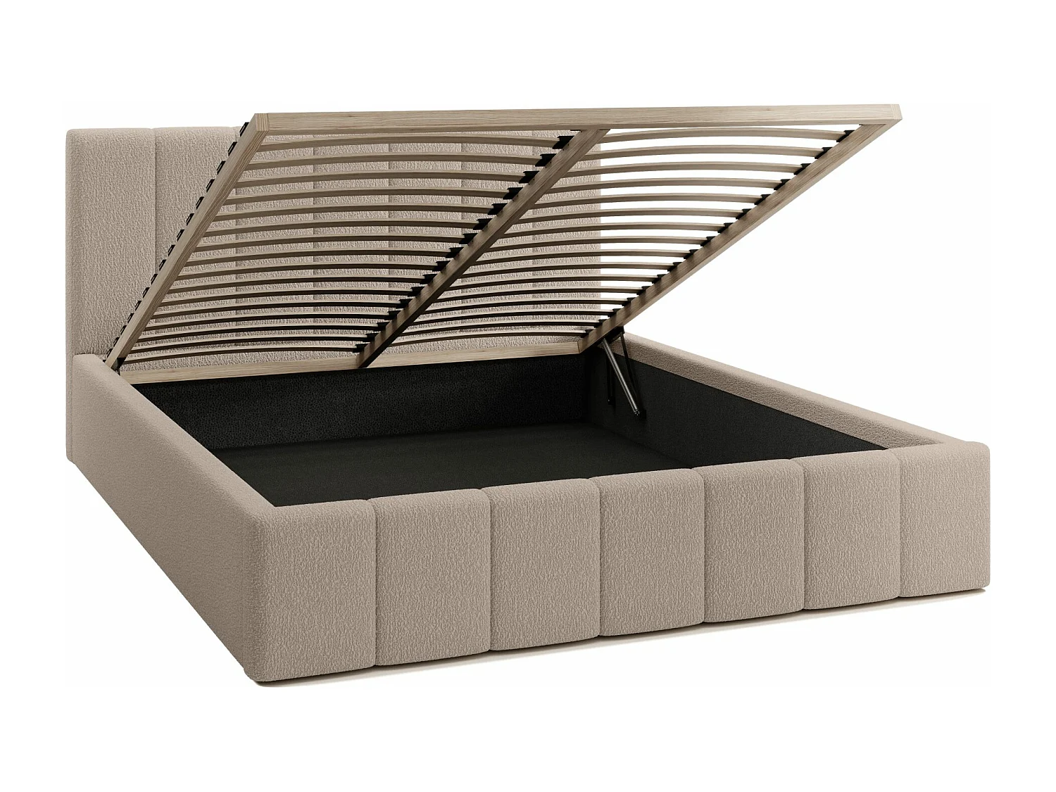 LIT TAPISSÉ avec coffre Slim Clennen 140x200 cm, beige (Anthology 02)