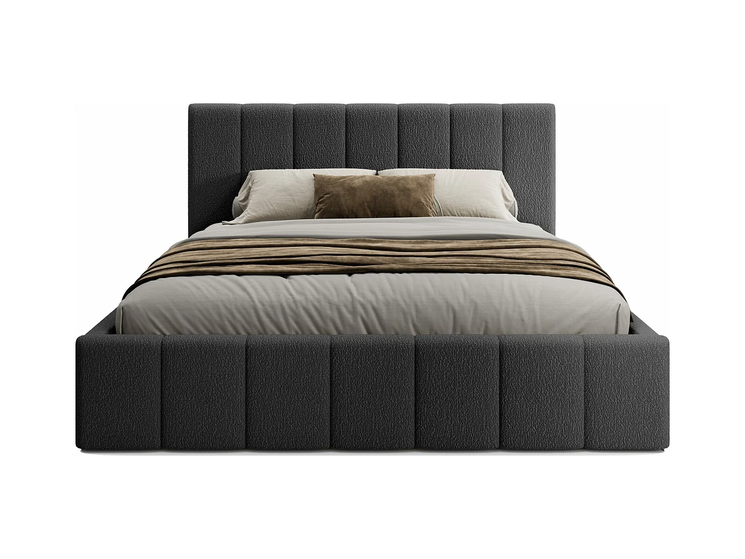 LIT TAPISSÉ avec coffre et matelas Slim Clennen 200x200 cm, noir (Anthology 19)