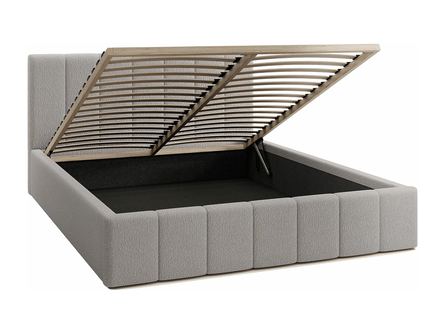 LIT TAPISSÉ avec coffre Slim Clennen 160x200 cm, gris clair (Anthology 15)