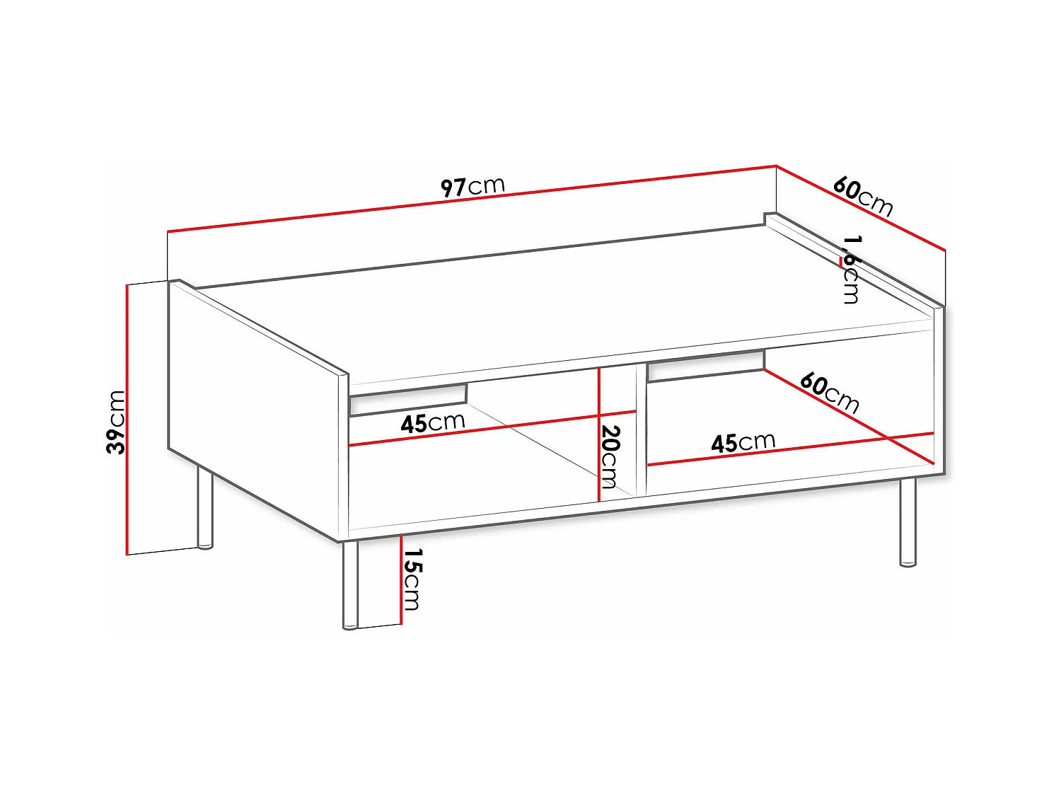 Mesa para revistas Comfivo Belviro 102, Angular, 4x6x10cm