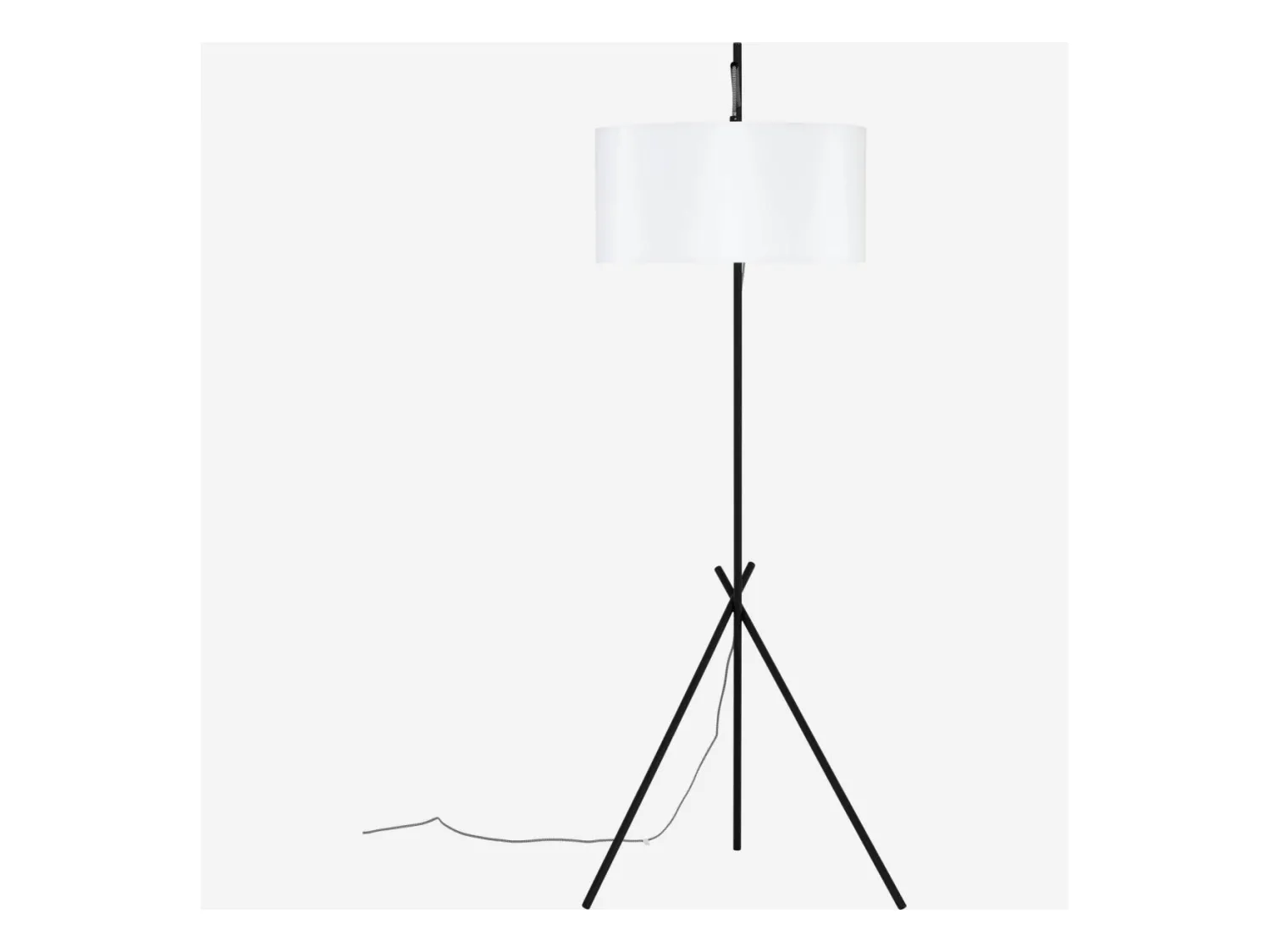 Habitat - Lampadaire en métal + 2 abat-jours en tissu coton - Hauteur 187 cm - Noir et Blanc  - Norman