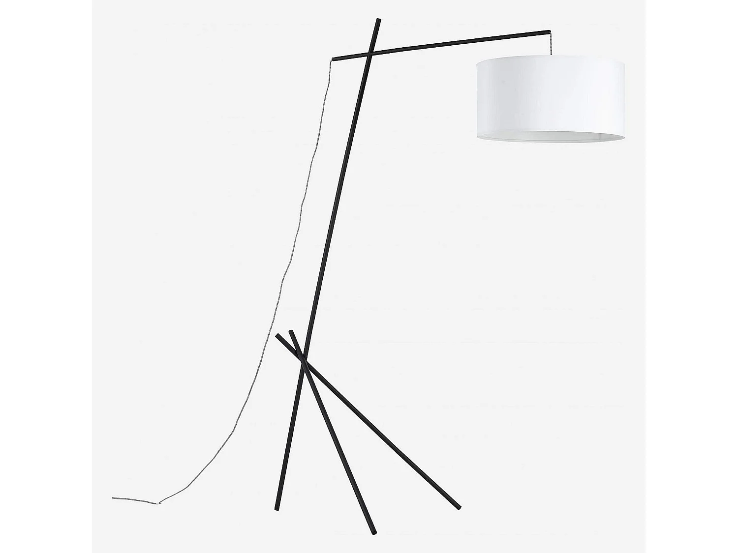 Habitat - Lampadaire en métal + 2 abat-jours en tissu coton - Hauteur 187 cm - Noir et Blanc  - Norman