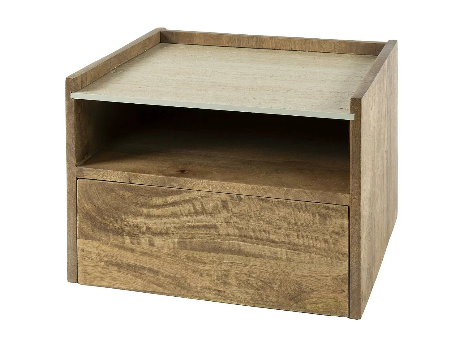 Table de nuit murale en bois et céramique, 1 niche et 1 tiroir ASCOLI