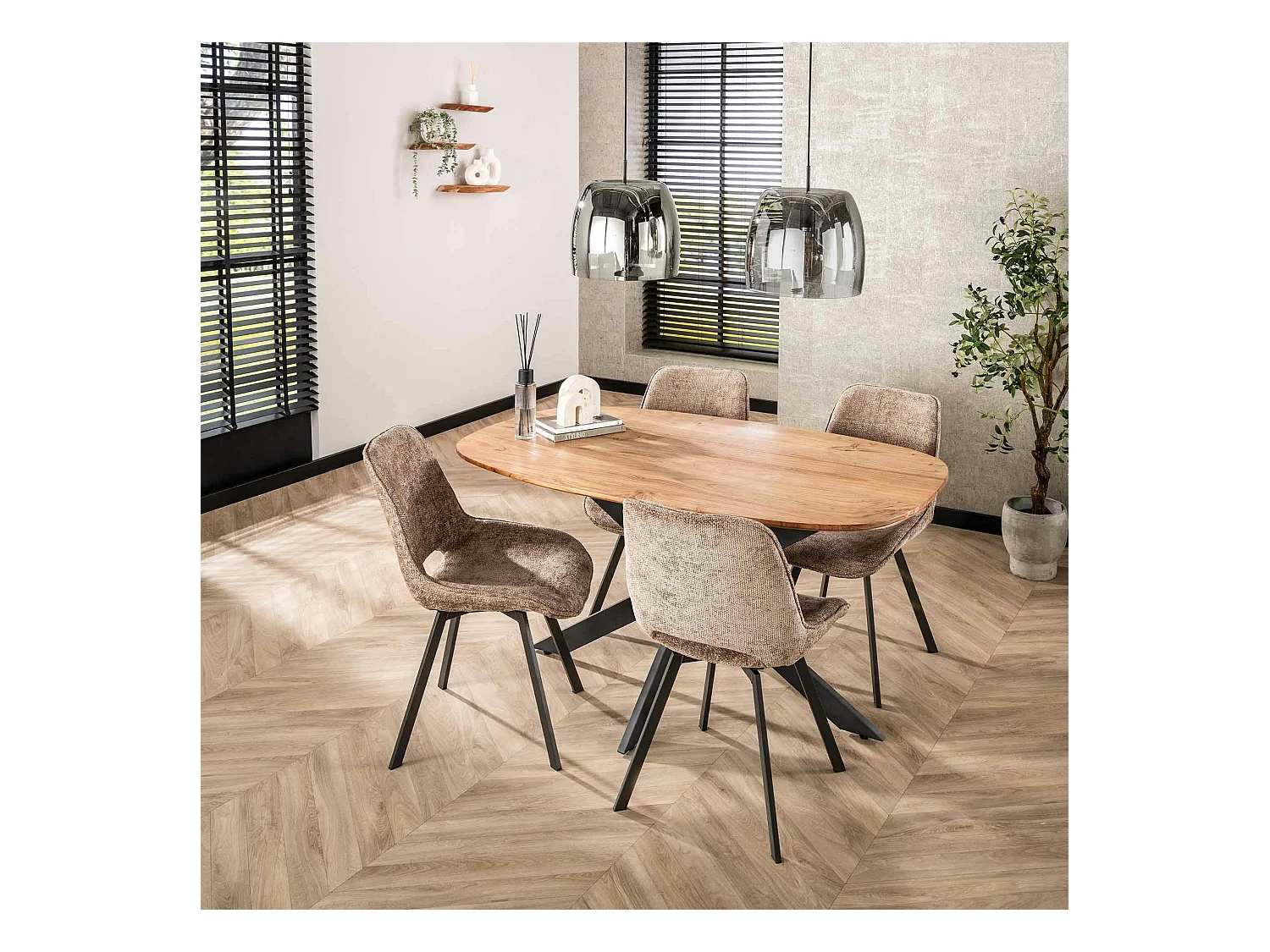 Table pied central avec plateau en bois d'acacia 150 cm MELBOURNE