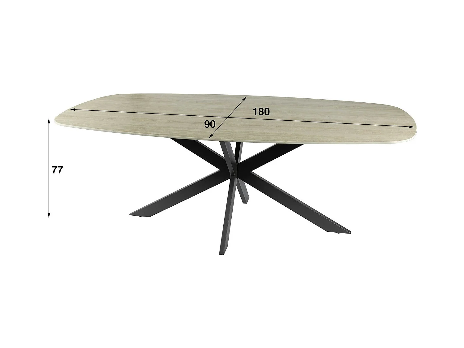 Table céramique effet travertin texturé - 180 cm COLISEE