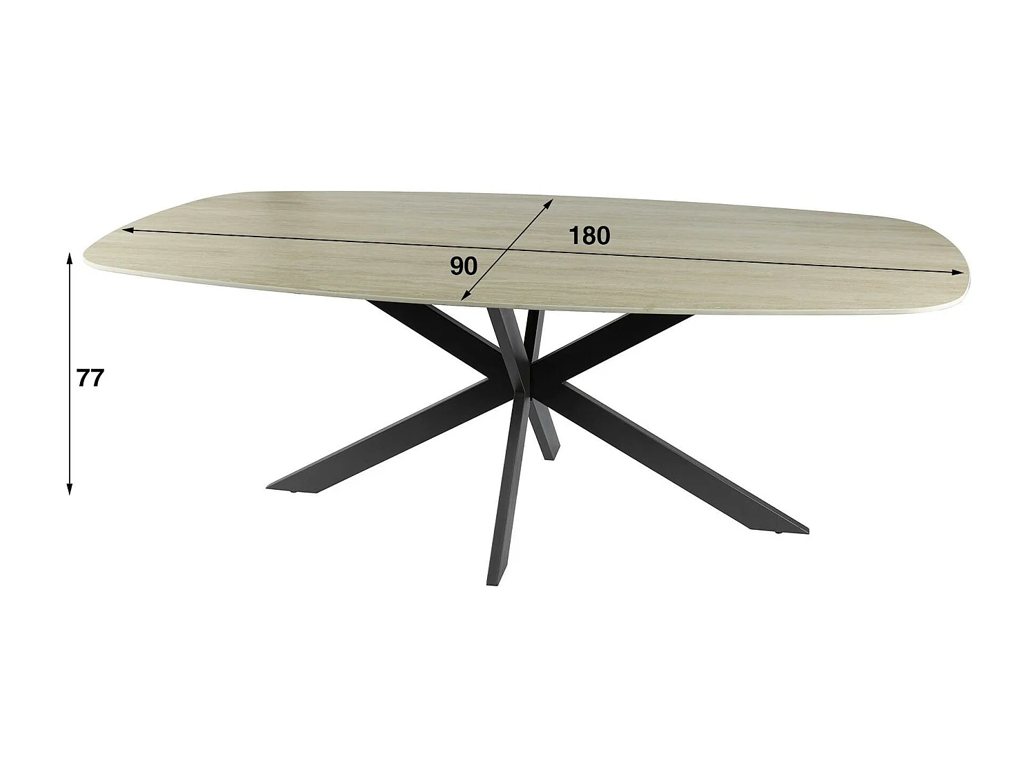 Table céramique effet travertin texturé - 180 cm COLISEE