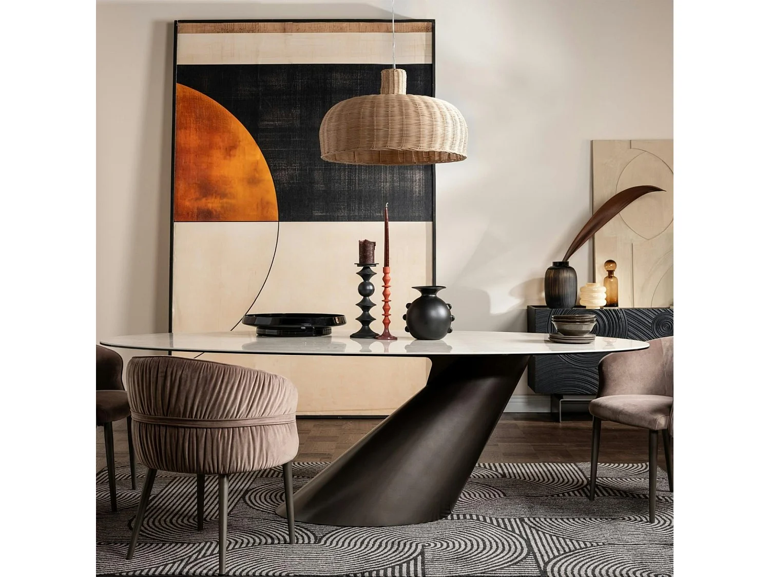 Table à manger design en céramique blanche 240 cm GIULIA