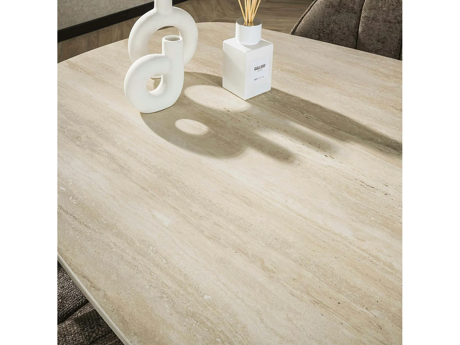 Table céramique effet travertin texturé - 215 cm COLISEE