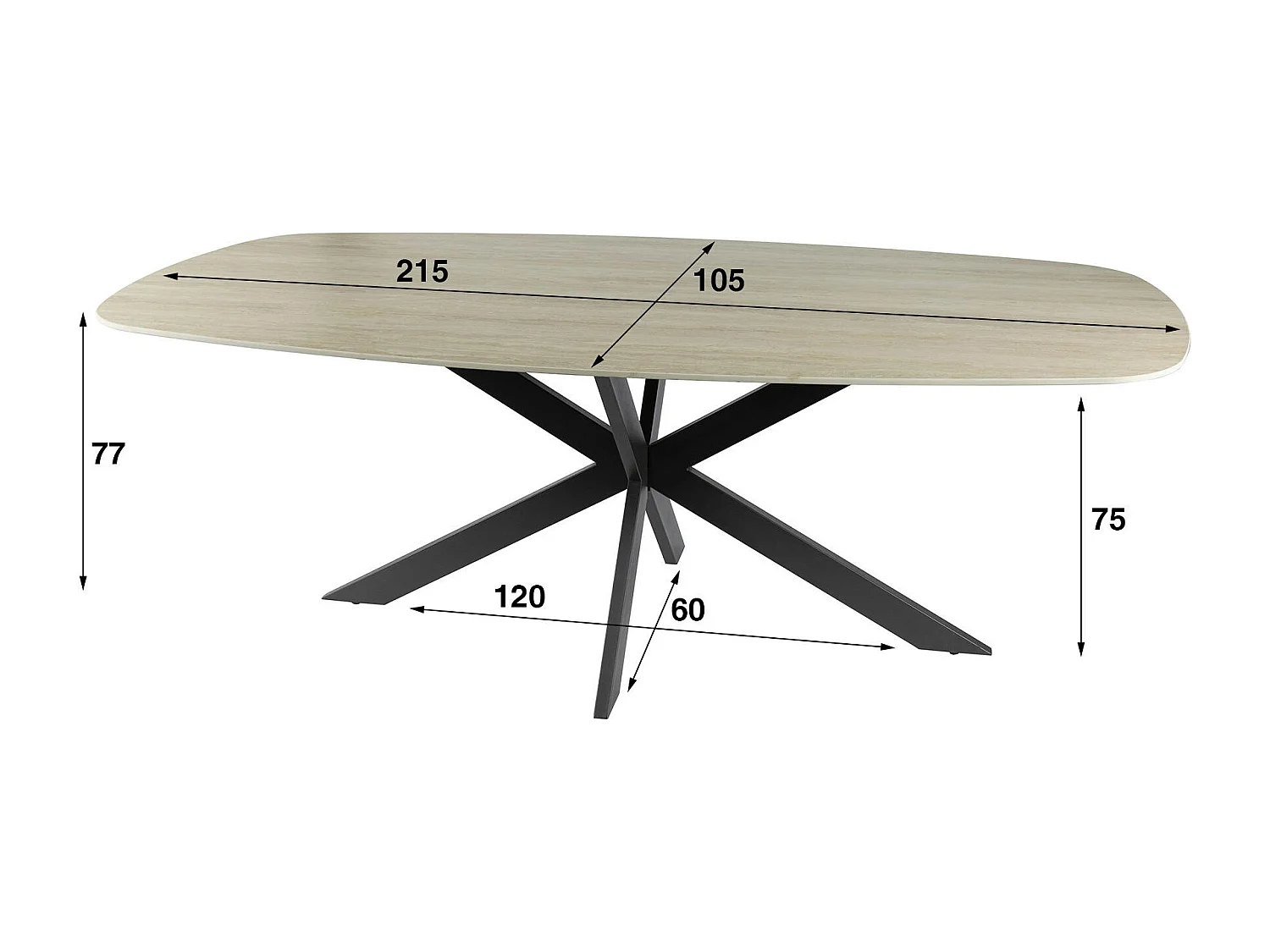 Table céramique effet travertin texturé - 215 cm COLISEE