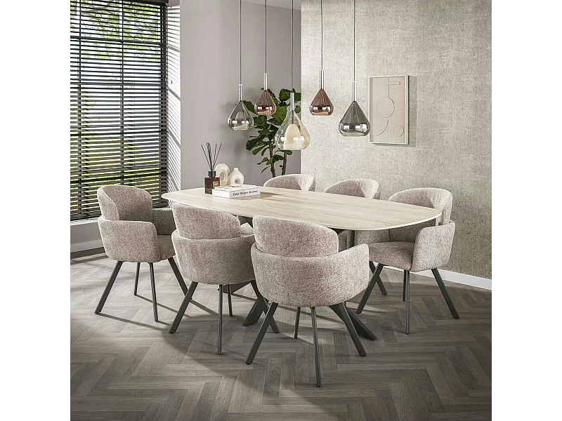 Table céramique effet travertin texturé - 215 cm COLISEE