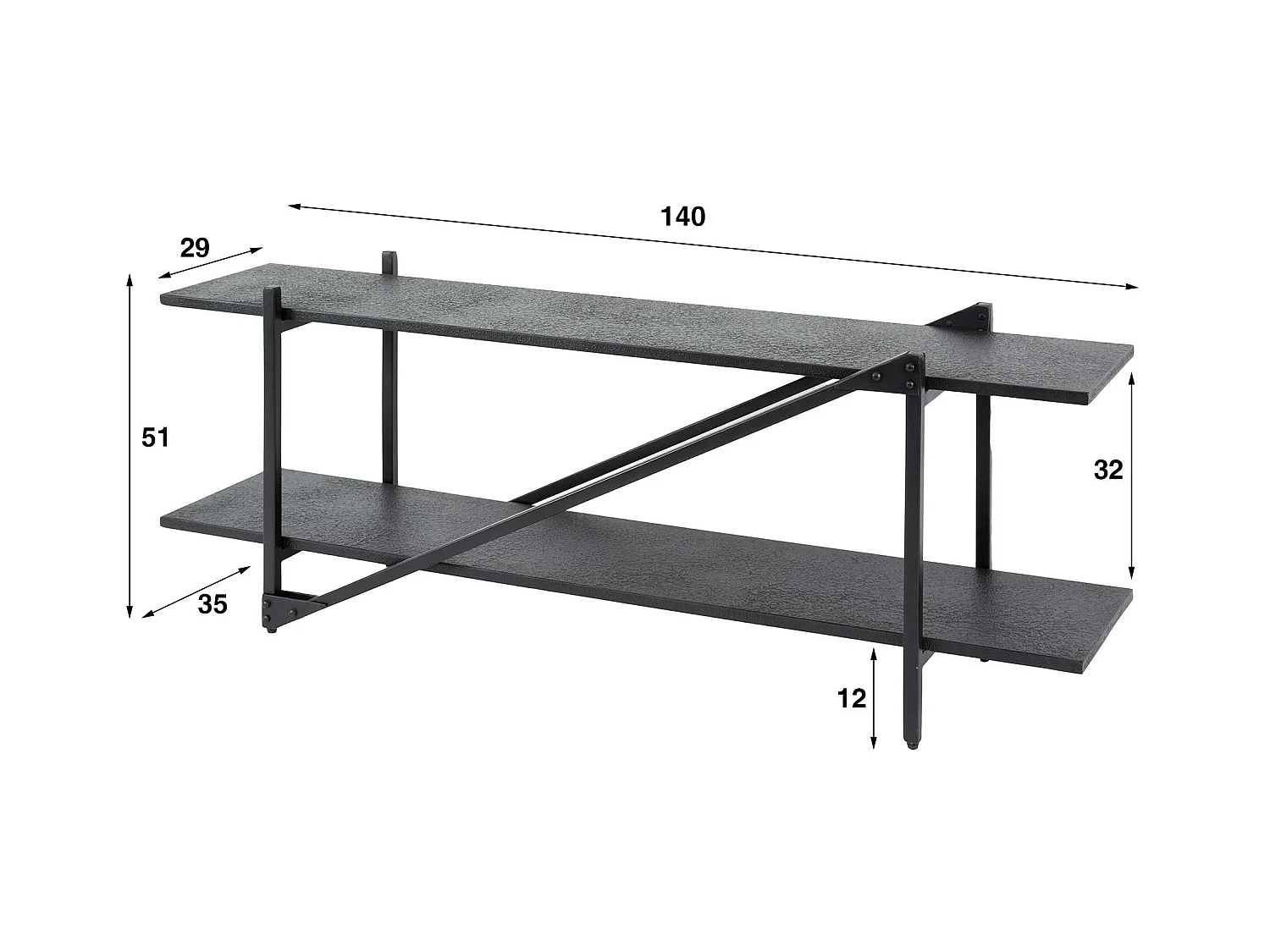 Banc tv moderne 2 niveaux 140 cm RALF