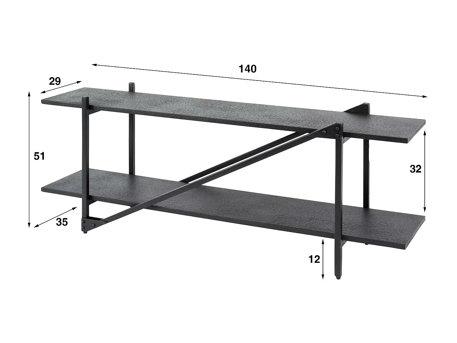 Banc tv moderne 2 niveaux 140 cm RALF