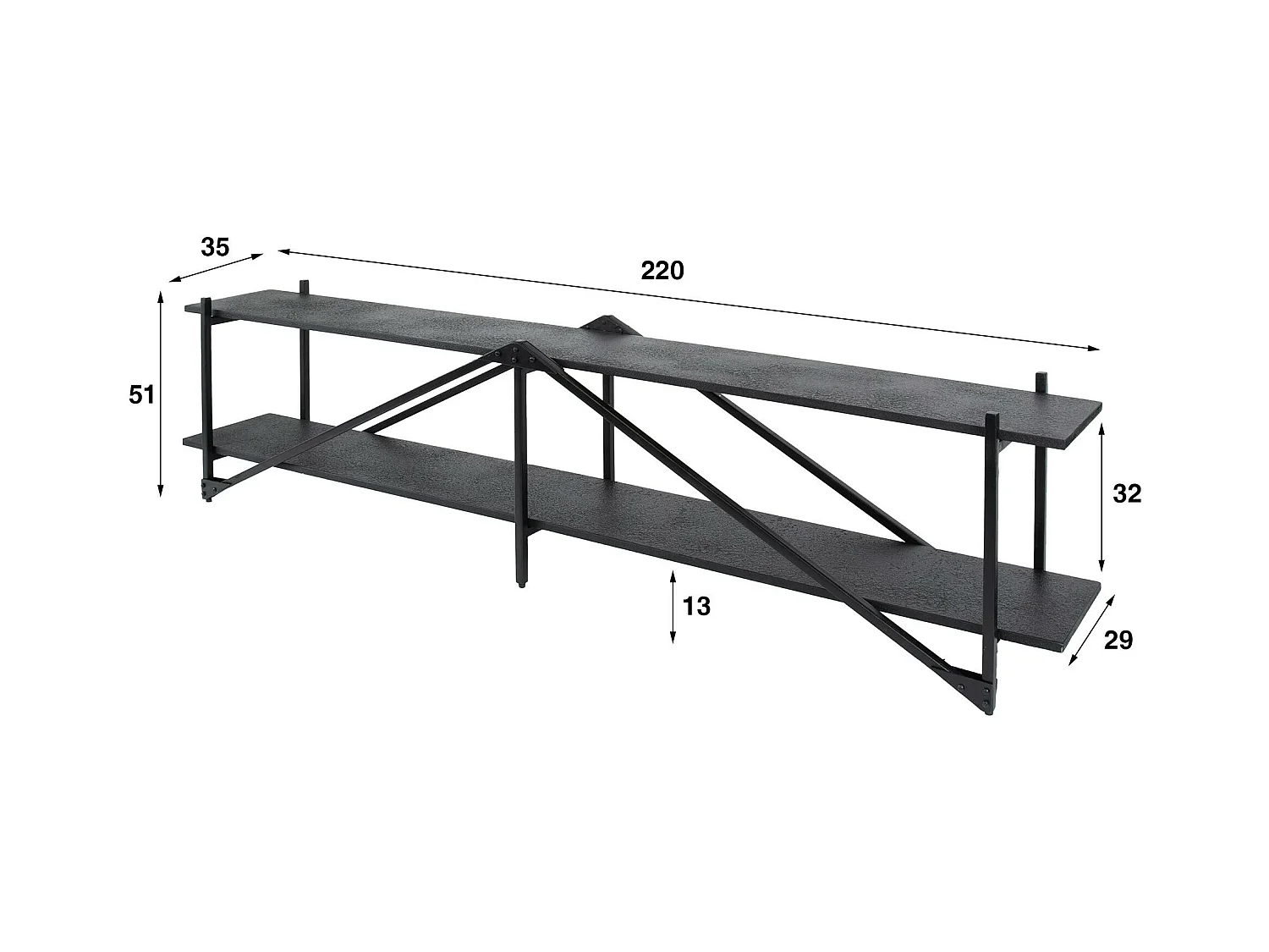Banc tv moderne 2 niveaux 220 cm RALF