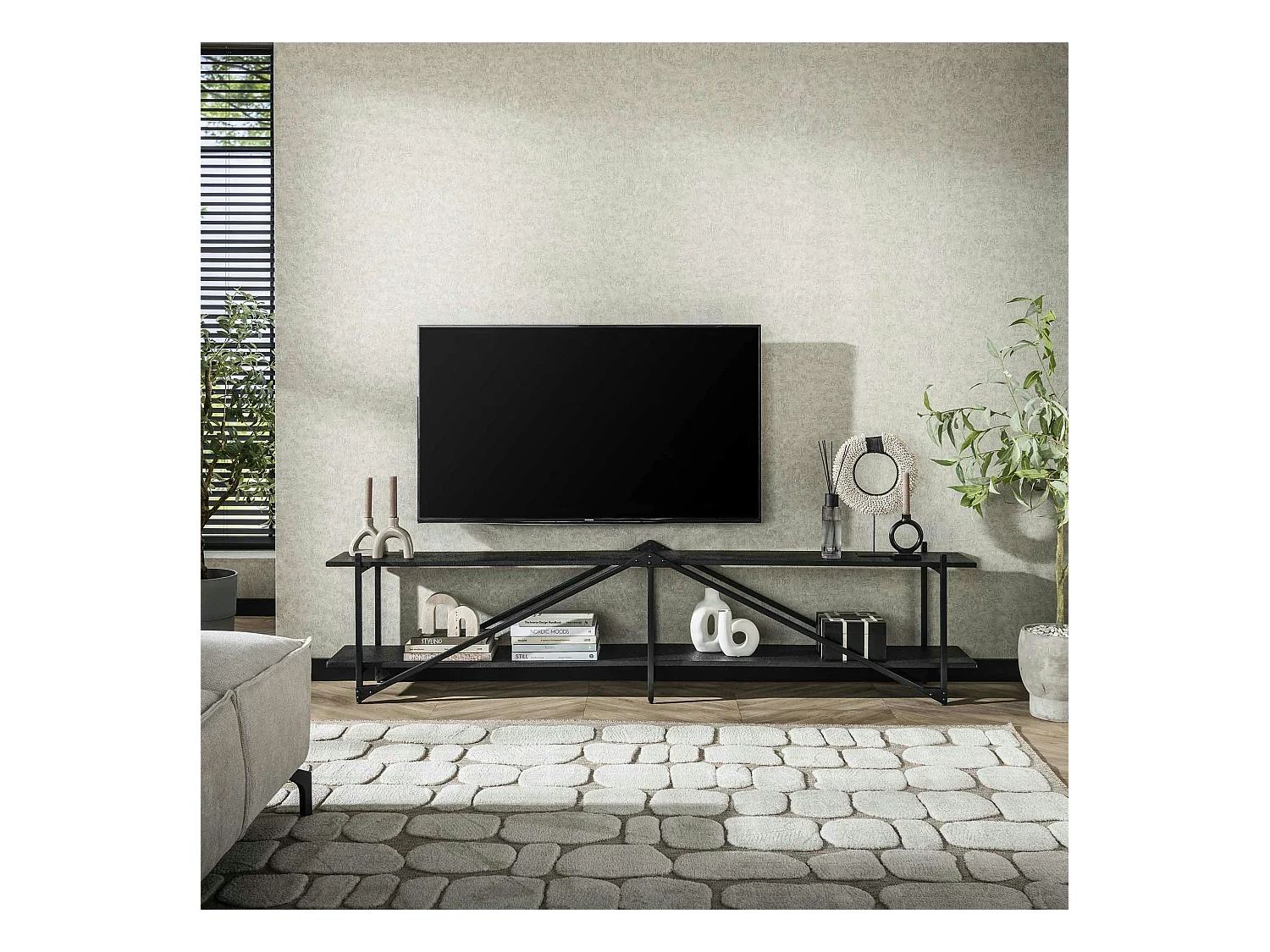 Banc tv moderne 2 niveaux 220 cm RALF