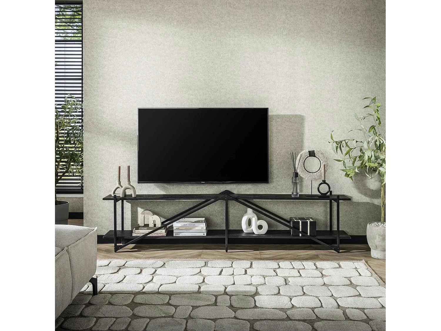 Banc tv moderne 2 niveaux 220 cm RALF