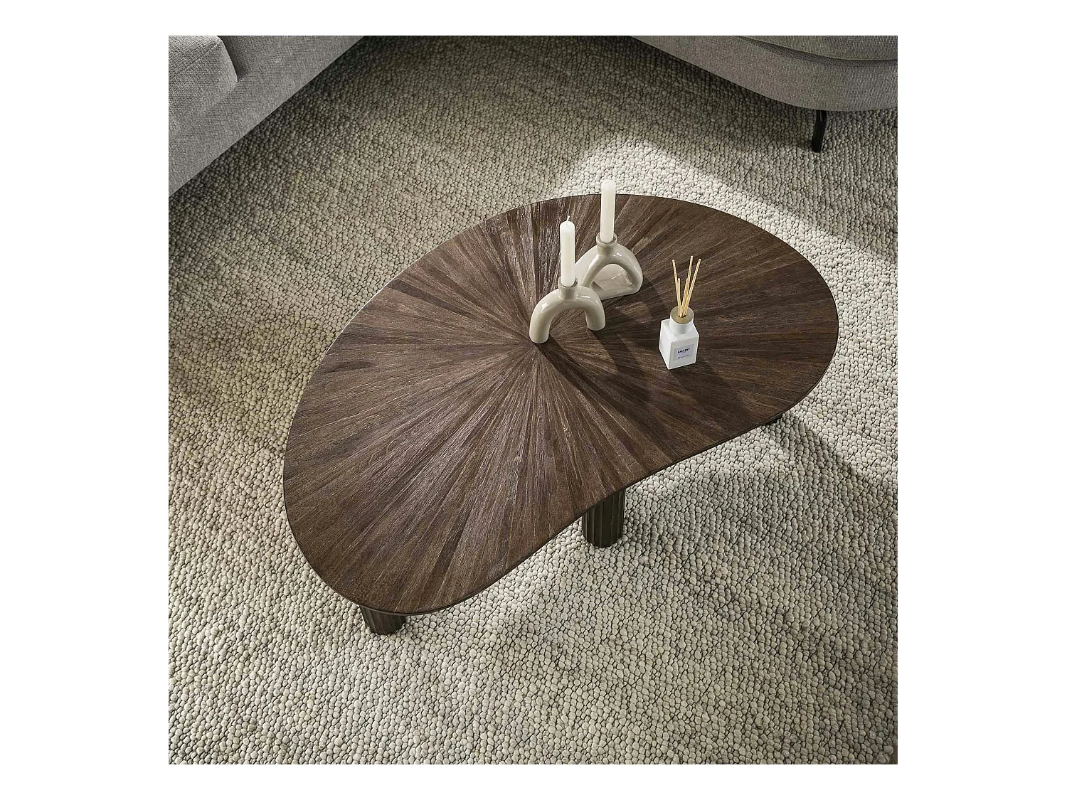 Table basse en bois de teck forme haricot YOGY