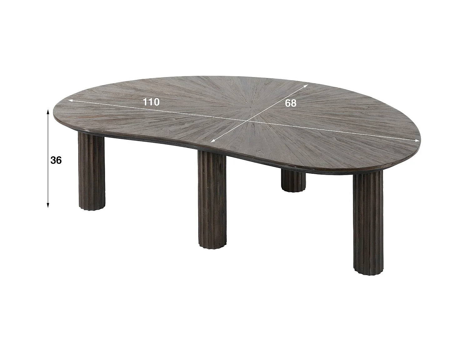 Table basse en bois de teck forme haricot YOGY