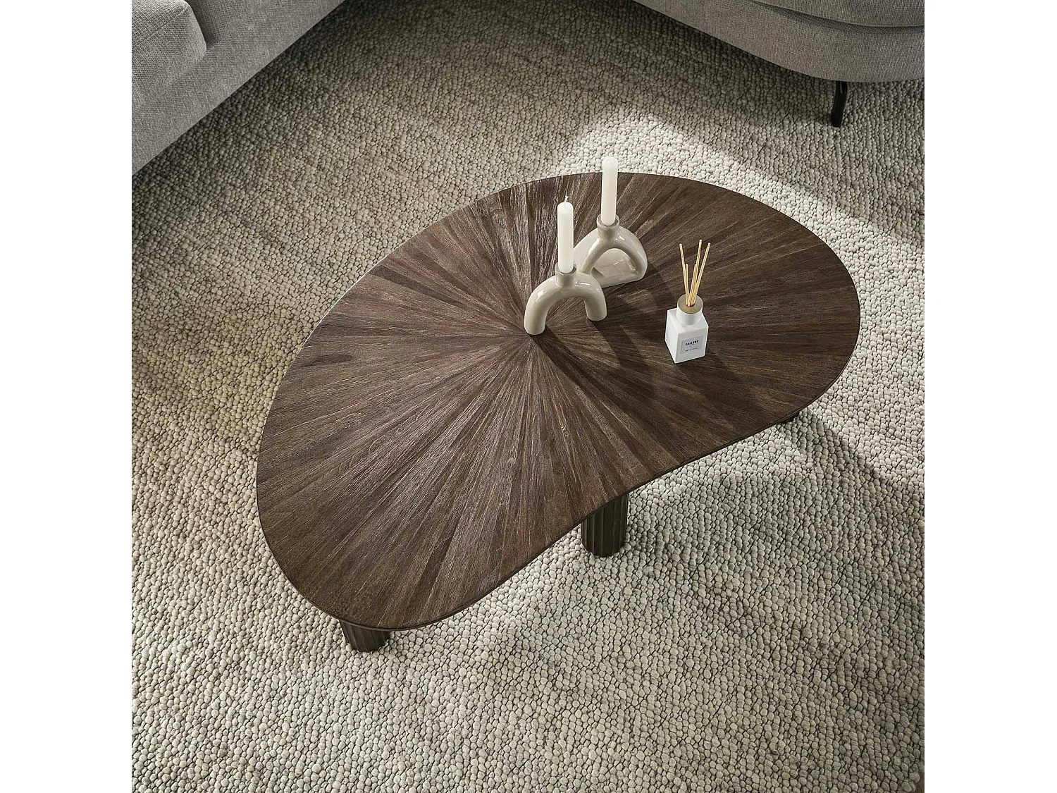 Table basse en bois de teck forme haricot YOGY