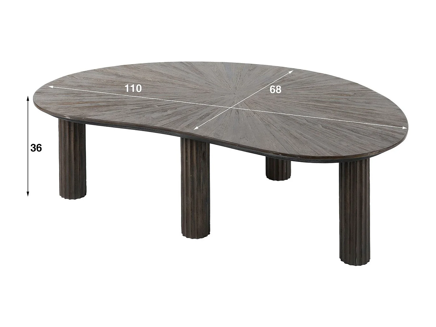 Table basse en bois de teck forme haricot YOGY