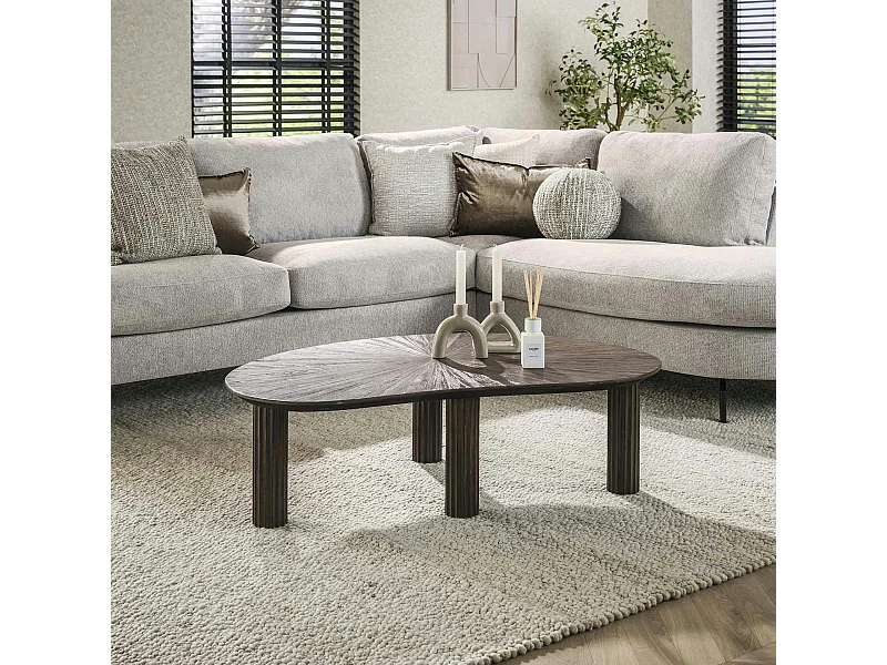 Table basse en bois de teck forme haricot YOGY