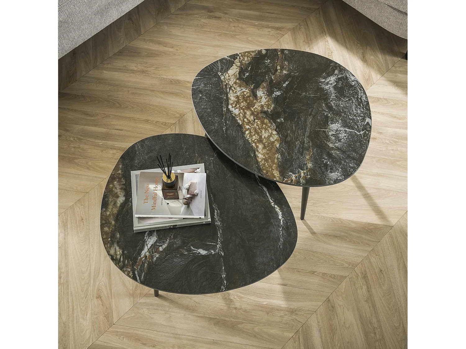 Table basse en céramique forme organique (lot de 2) GALWAY