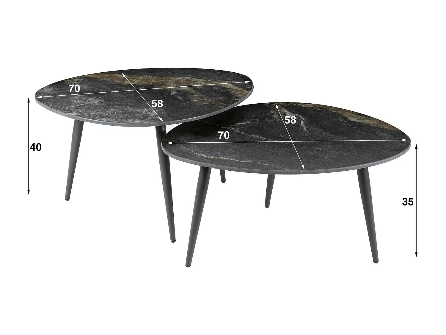 Table basse en céramique forme organique (lot de 2) GALWAY