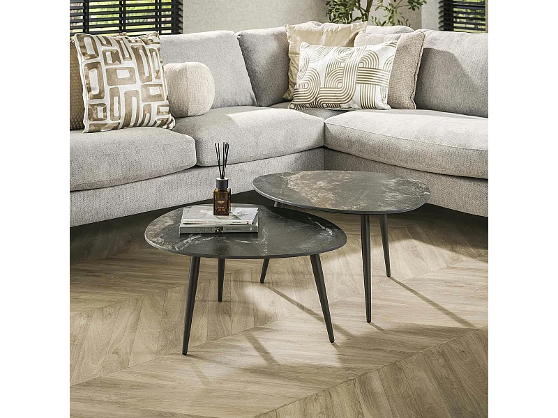 Table basse en céramique forme organique (lot de 2) GALWAY