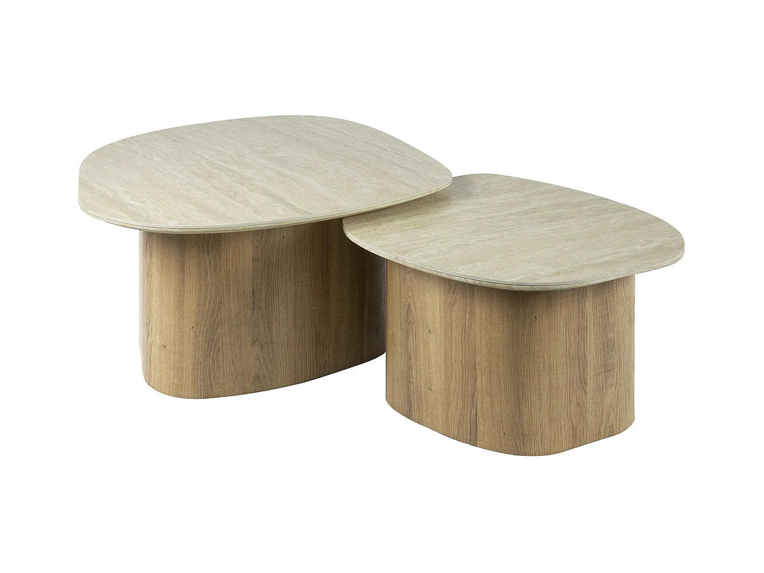 Table basse en céramique et bois, forme galet (lot de 2) ASCOLI