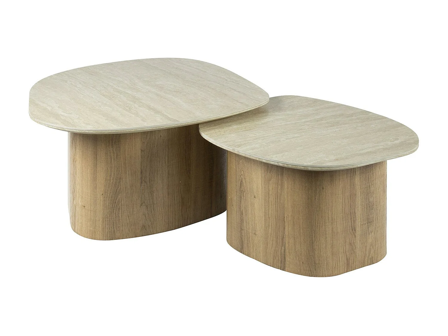 Table basse en céramique et bois, forme galet (lot de 2) ASCOLI