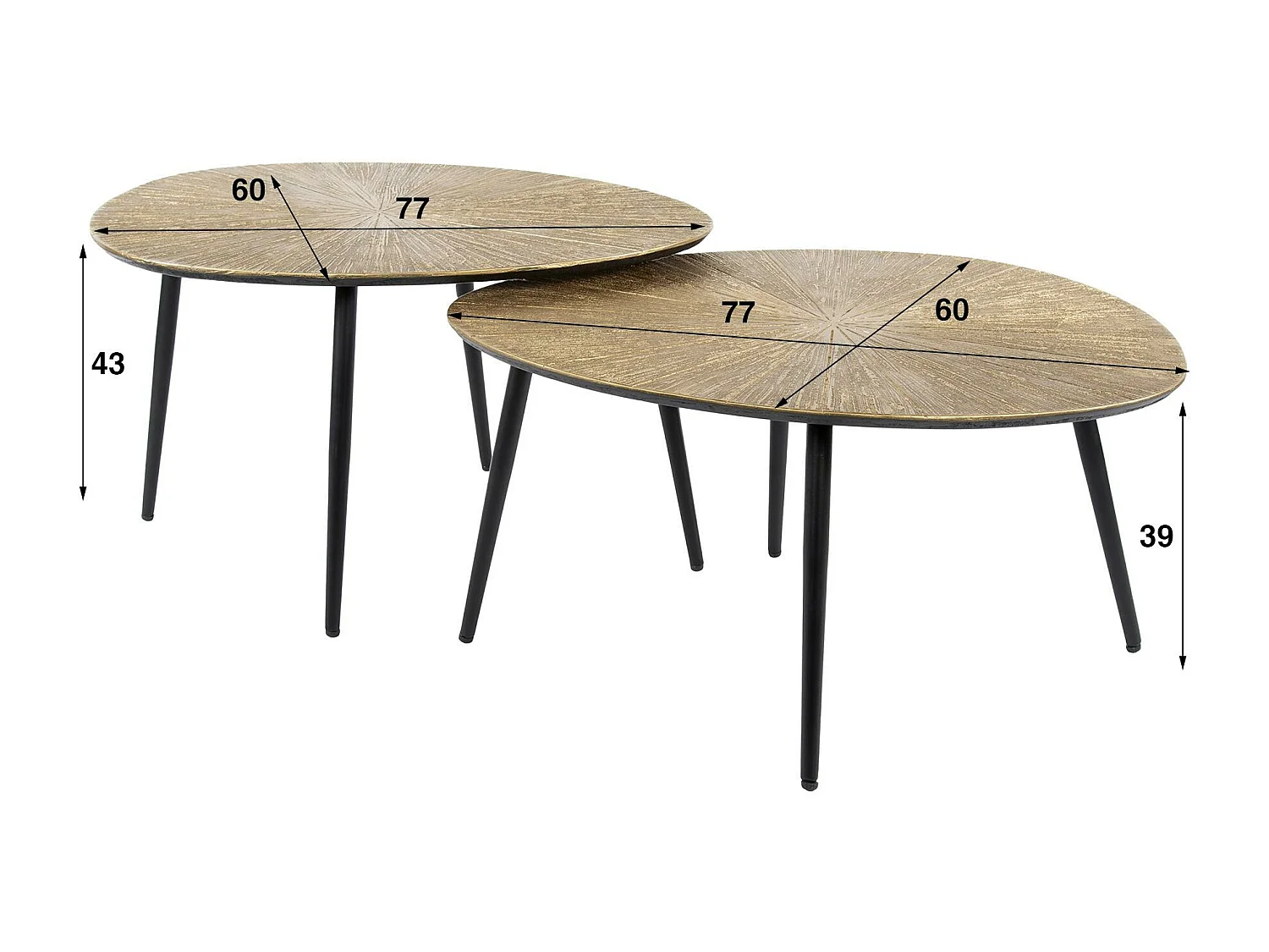 Table basse organique, motif soleil (lot de 2) RALF