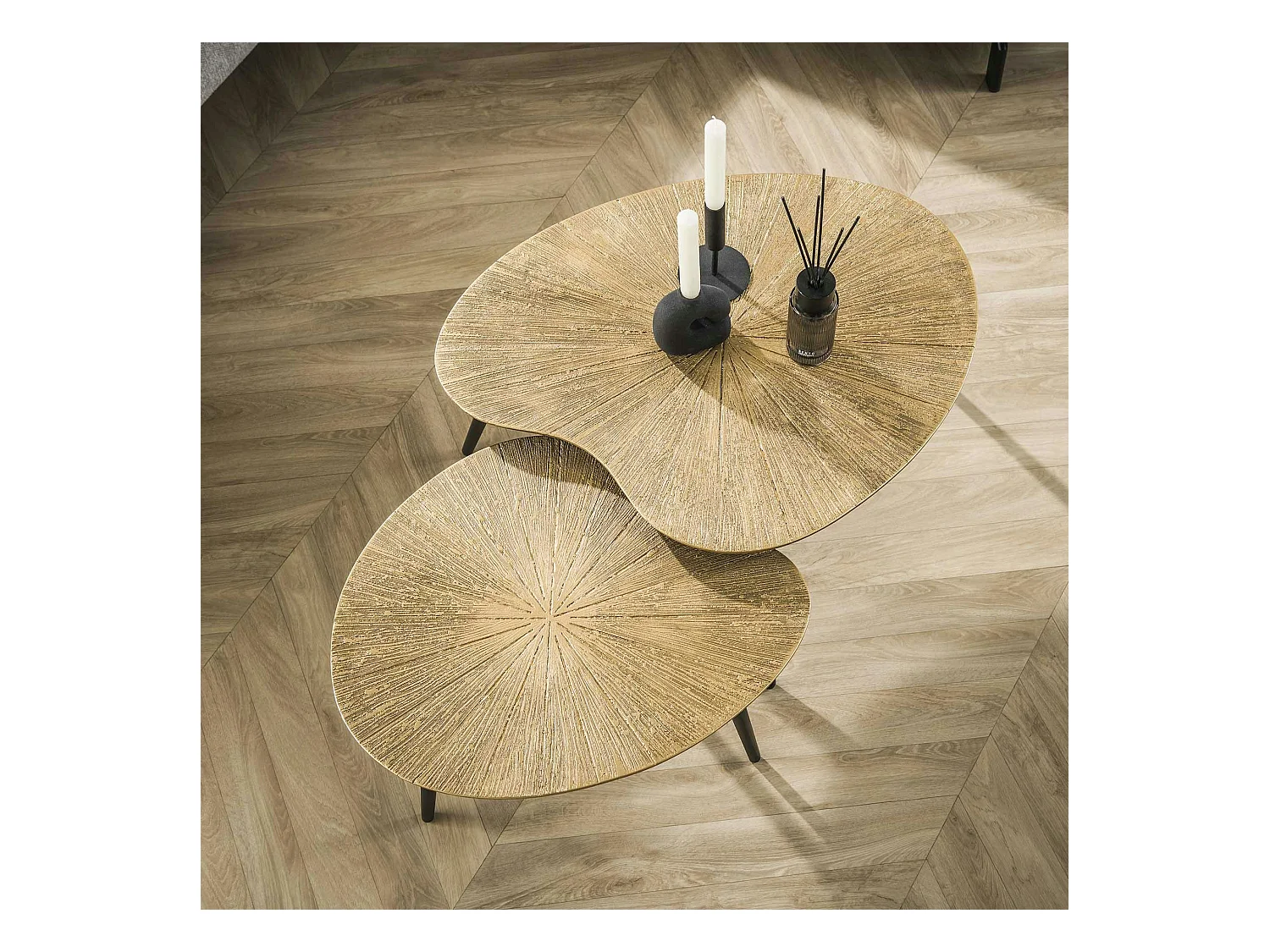 Table basse organique, feuille de ginkgo stylisée (lot de 2) RALF