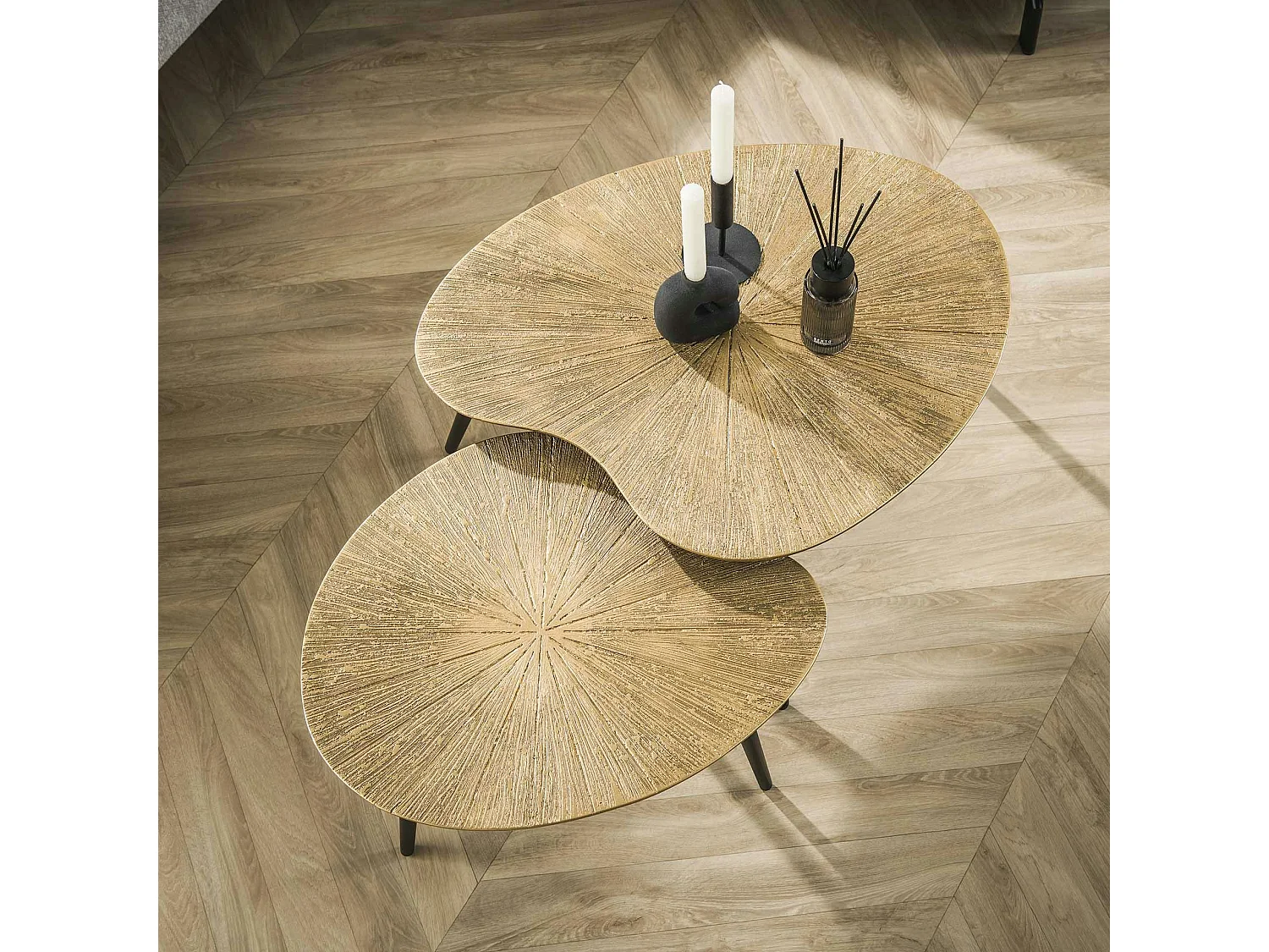 Table basse organique, feuille de ginkgo stylisée (lot de 2) RALF