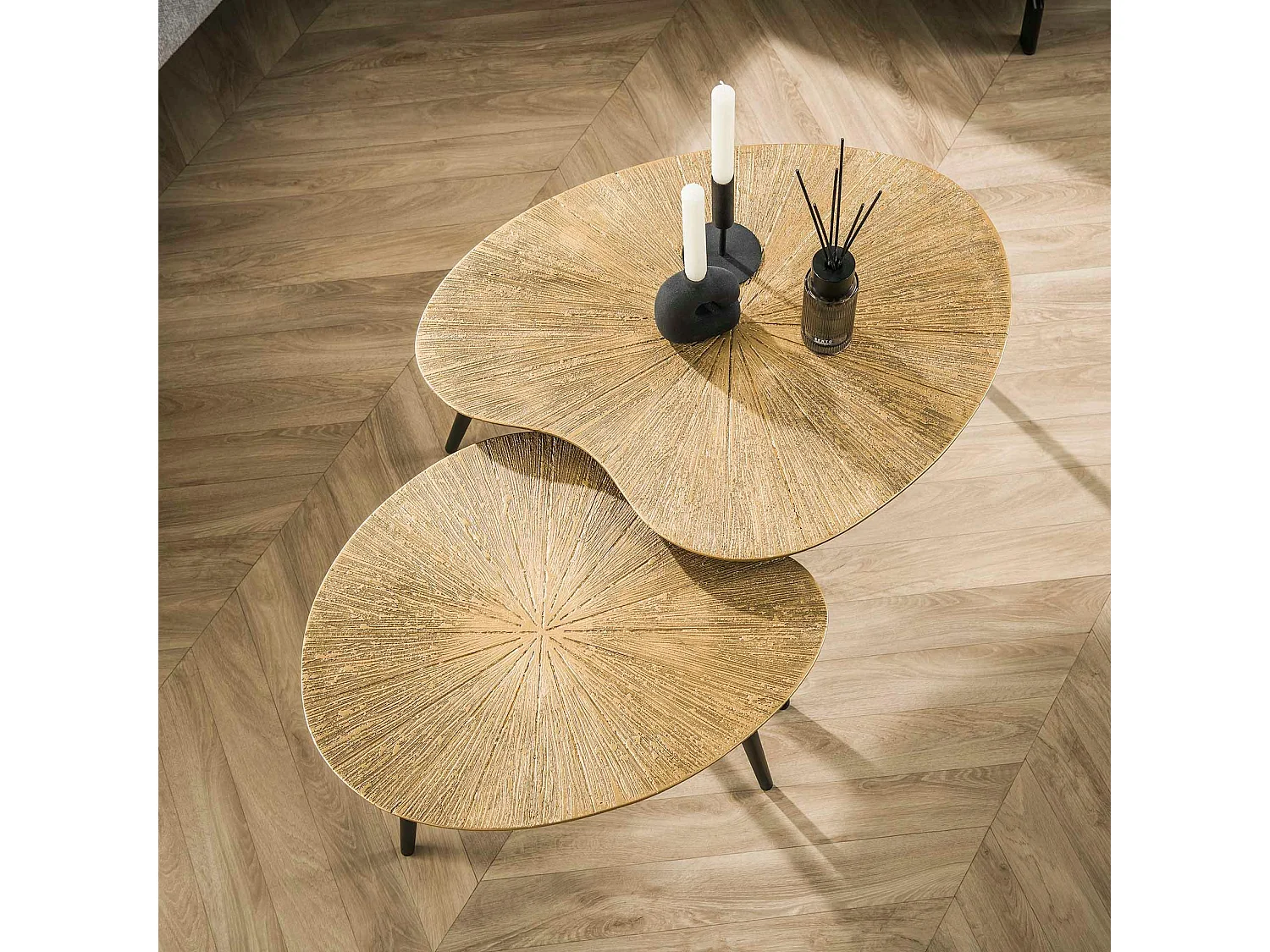 Table basse organique, feuille de ginkgo stylisée (lot de 2) RALF