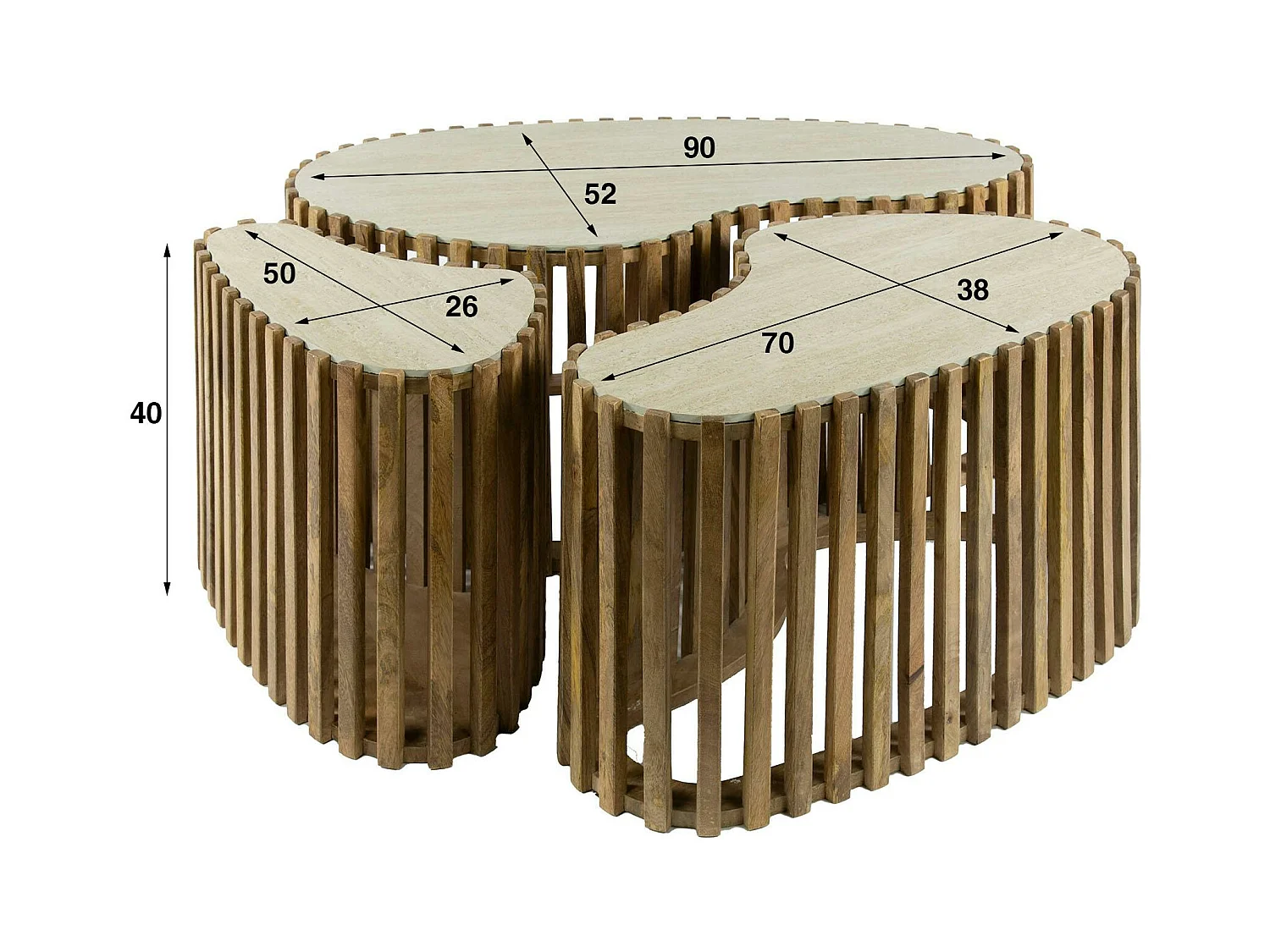 Table basse organique en bois et céramique (lot de 3) ASCOLI