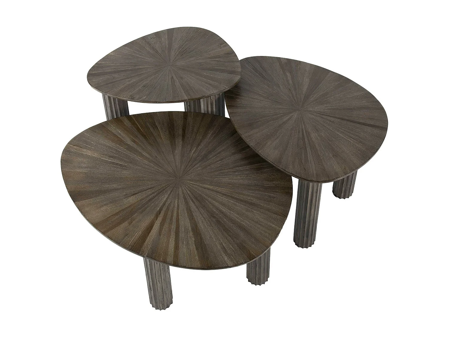 Table basse organique en bois de teck forme triangle (lot de 3) YOGY