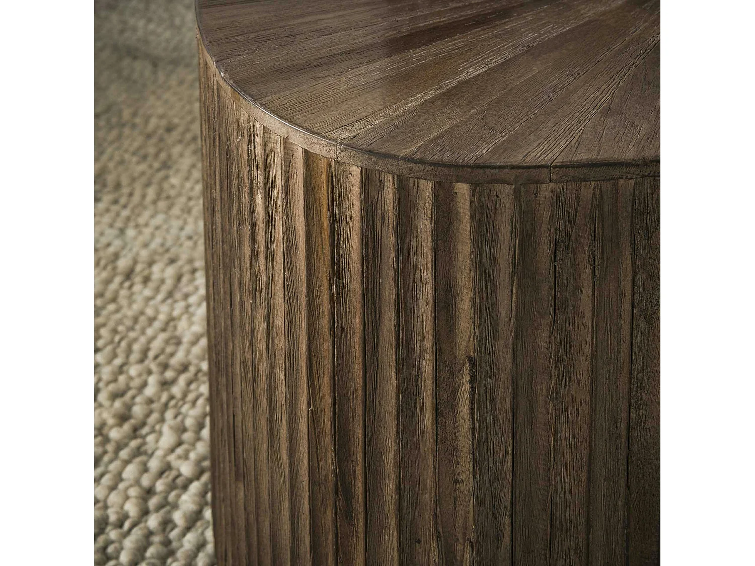 Table basse design en bois de teck avec plateau étoilé (lot de 2) YOGY