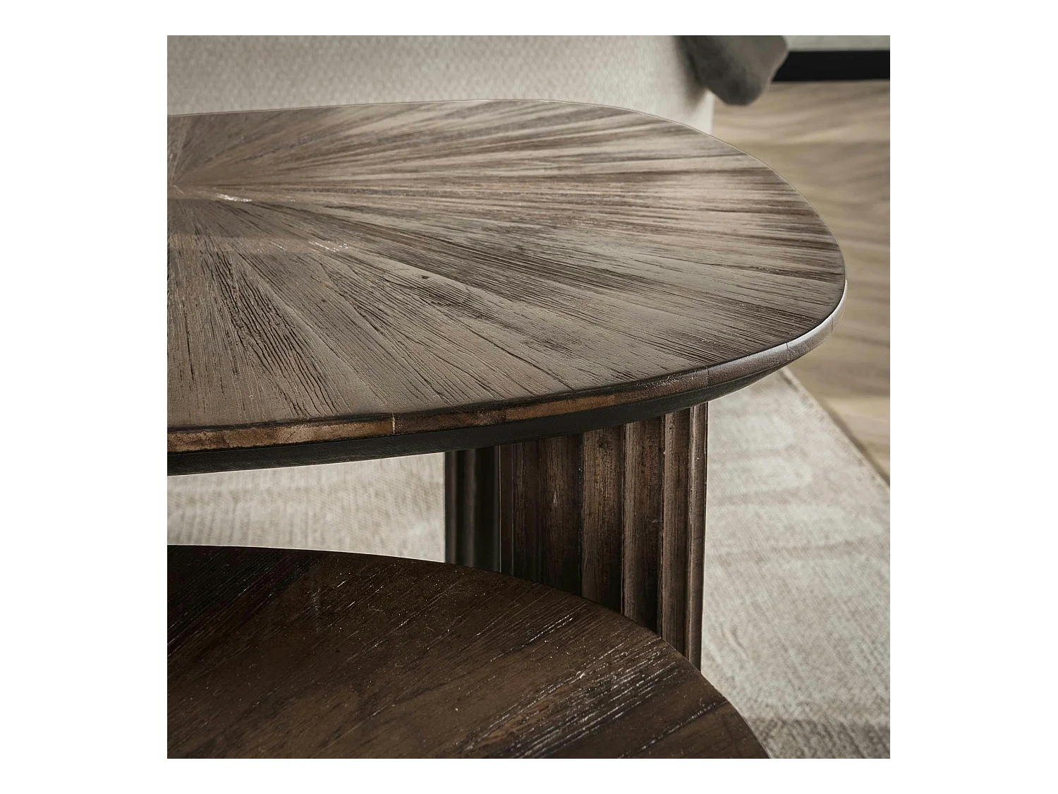 Table basse gigogne en bois de teck forme organique carrée (lot de 2) YOGY