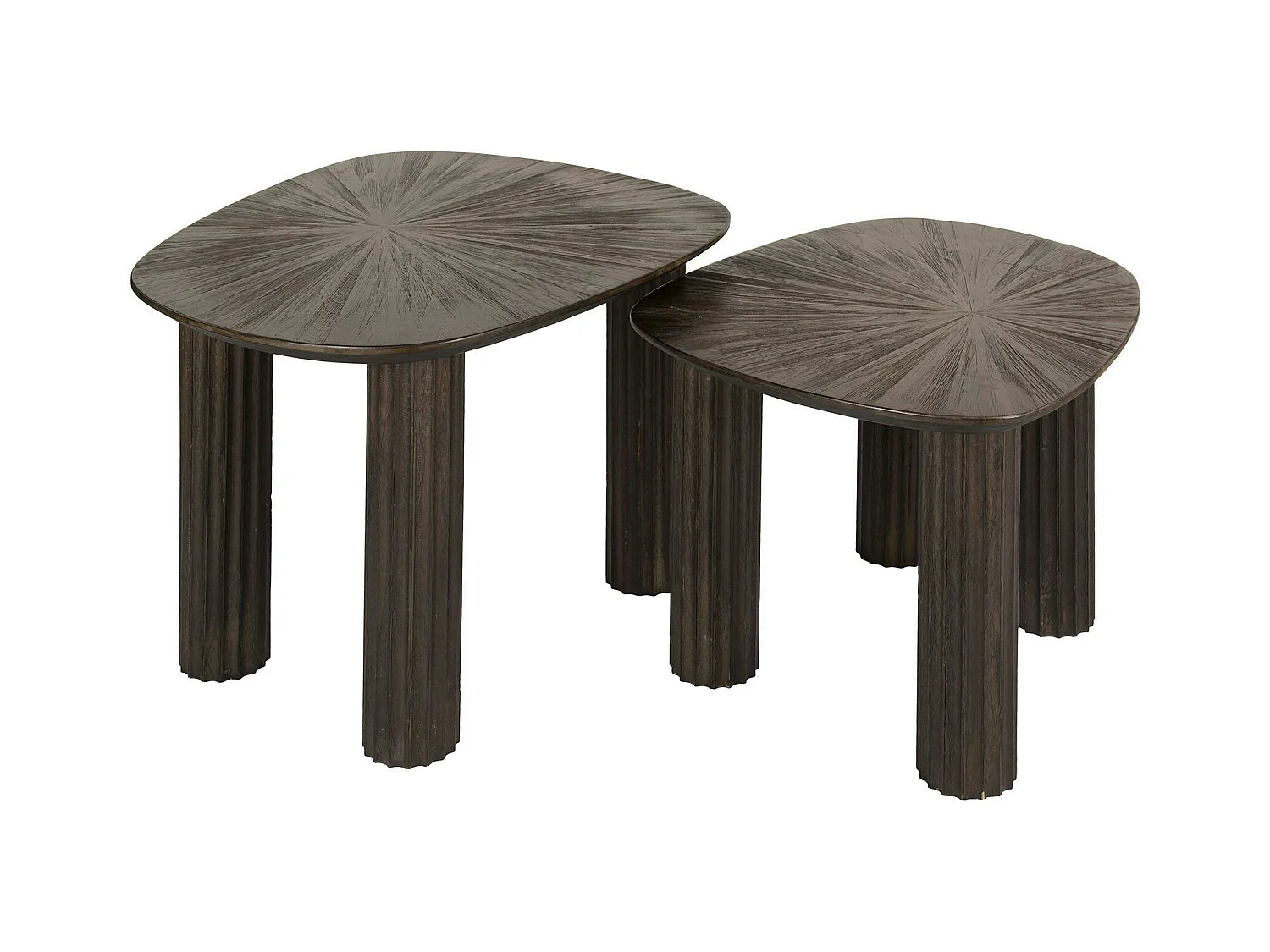 Table basse gigogne en bois de teck forme organique carrée (lot de 2) YOGY