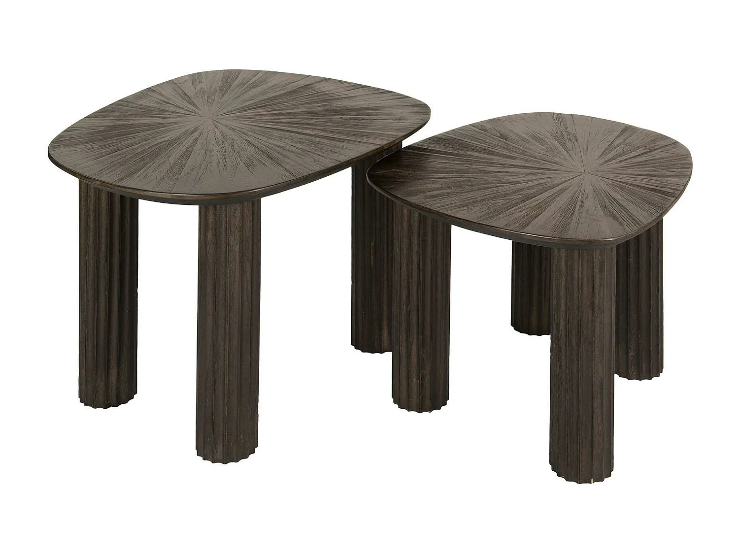 Table basse gigogne en bois de teck forme organique carrée (lot de 2) YOGY