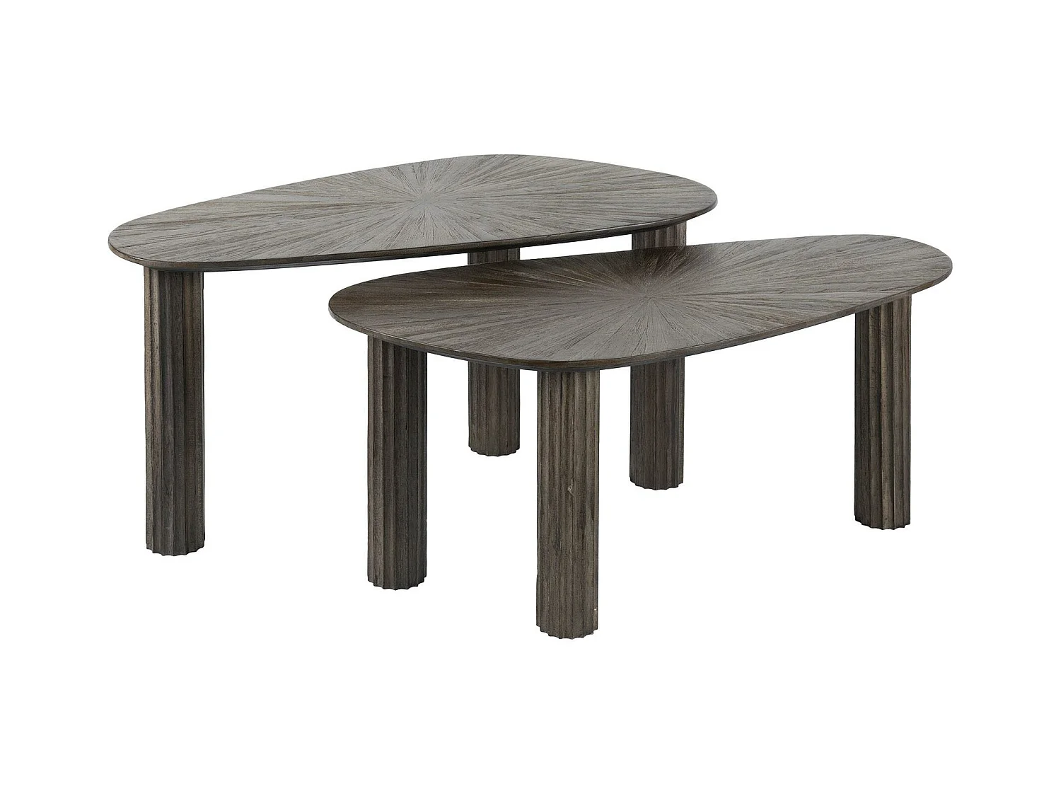 Table basse organique en bois de teck forme galet (lot de 2) YOGY