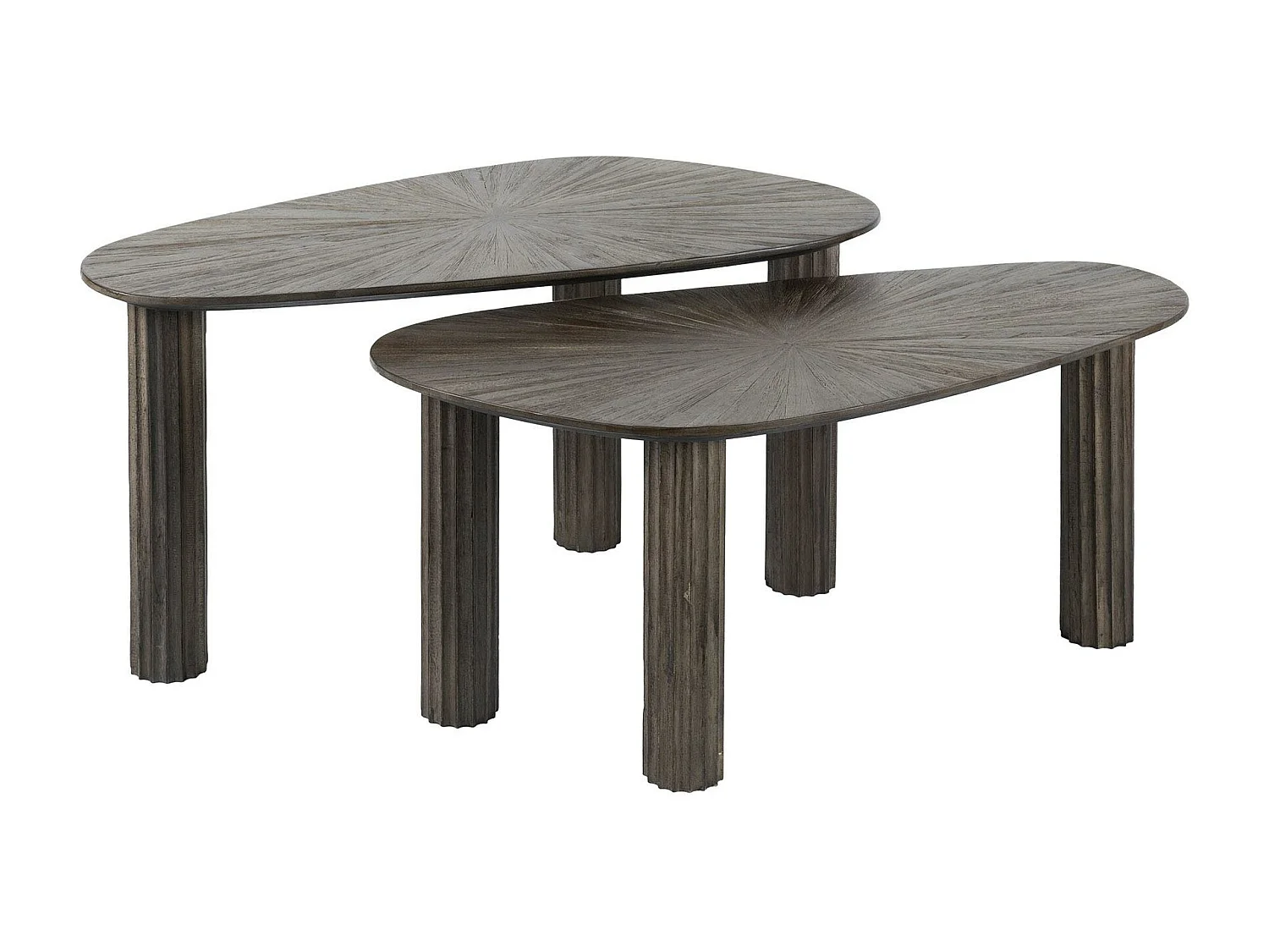 Table basse organique en bois de teck forme galet (lot de 2) YOGY