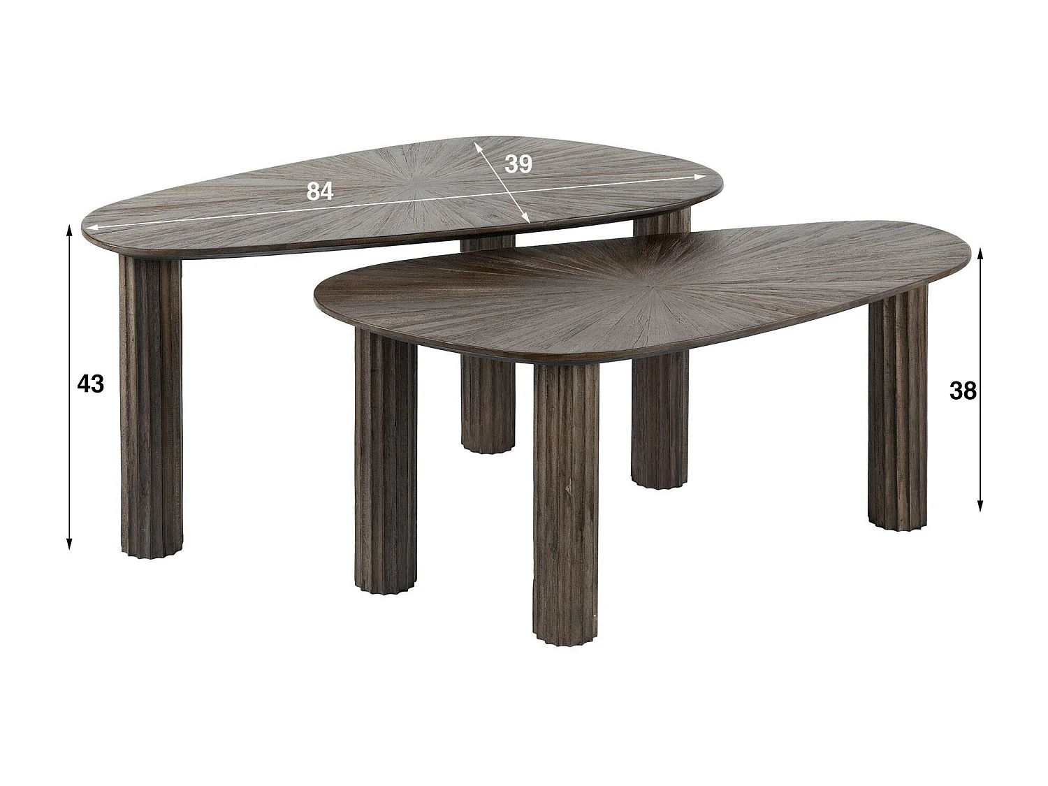Table basse organique en bois de teck forme galet (lot de 2) YOGY