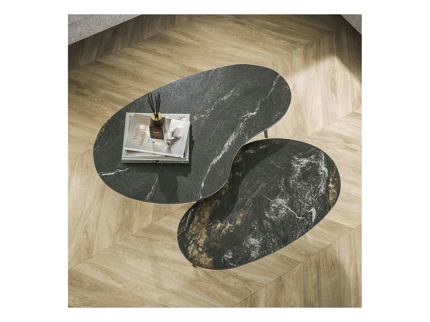 Table basse en céramique forme haricot (lot de 2) GALWAY