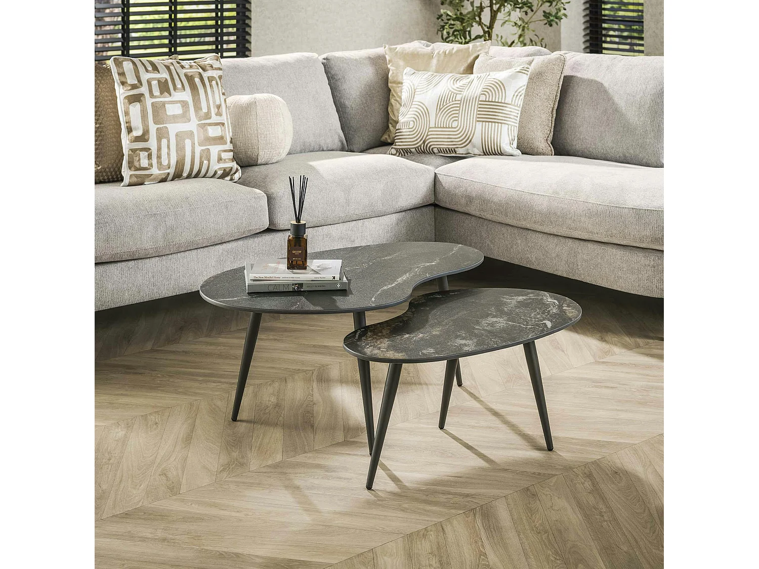 Table basse en céramique forme haricot (lot de 2) GALWAY