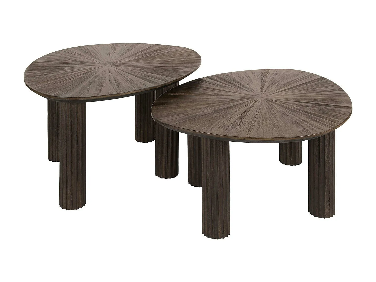 Table basse gigogne en bois de teck forme organique triangulaire (lot de 2) YOGY