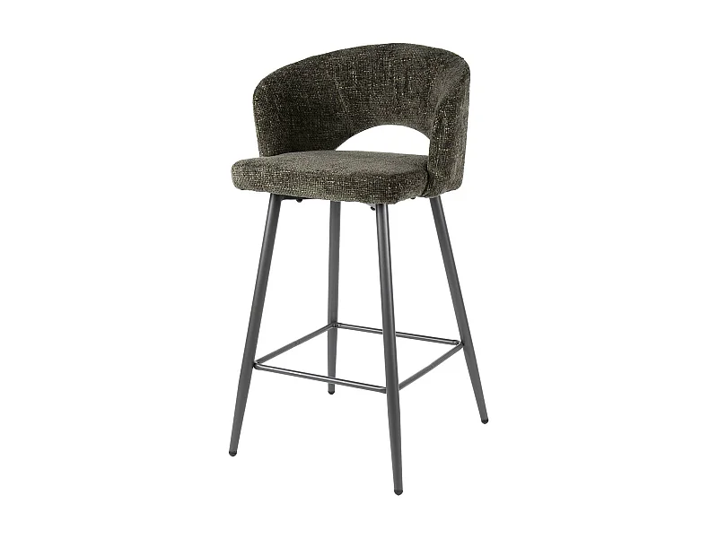 Tabouret de bar marron en velours tissé avec dossier ouvert (lot de 2) GALWAY