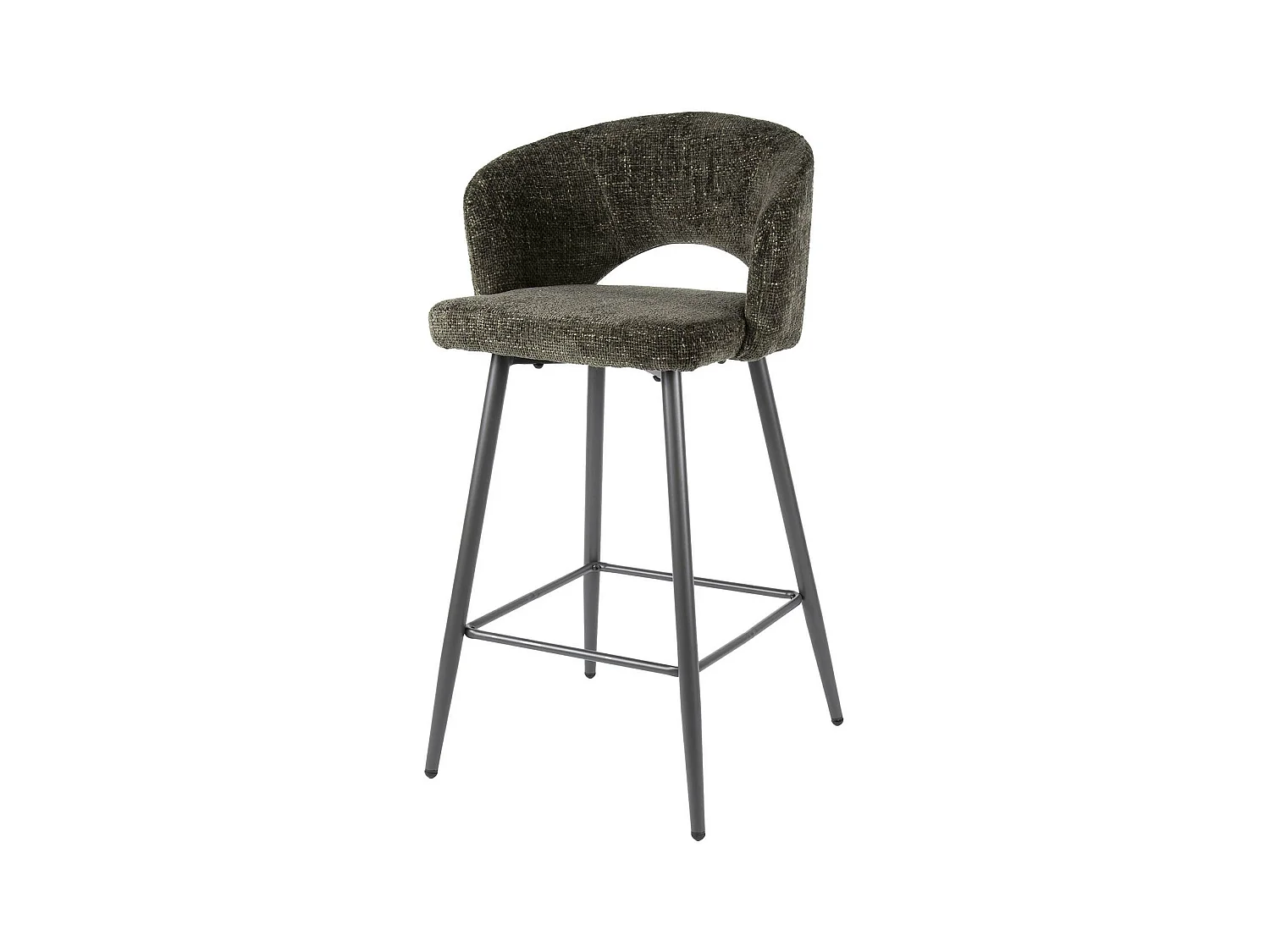 Tabouret de bar marron en velours tissé avec dossier ouvert (lot de 2) GALWAY