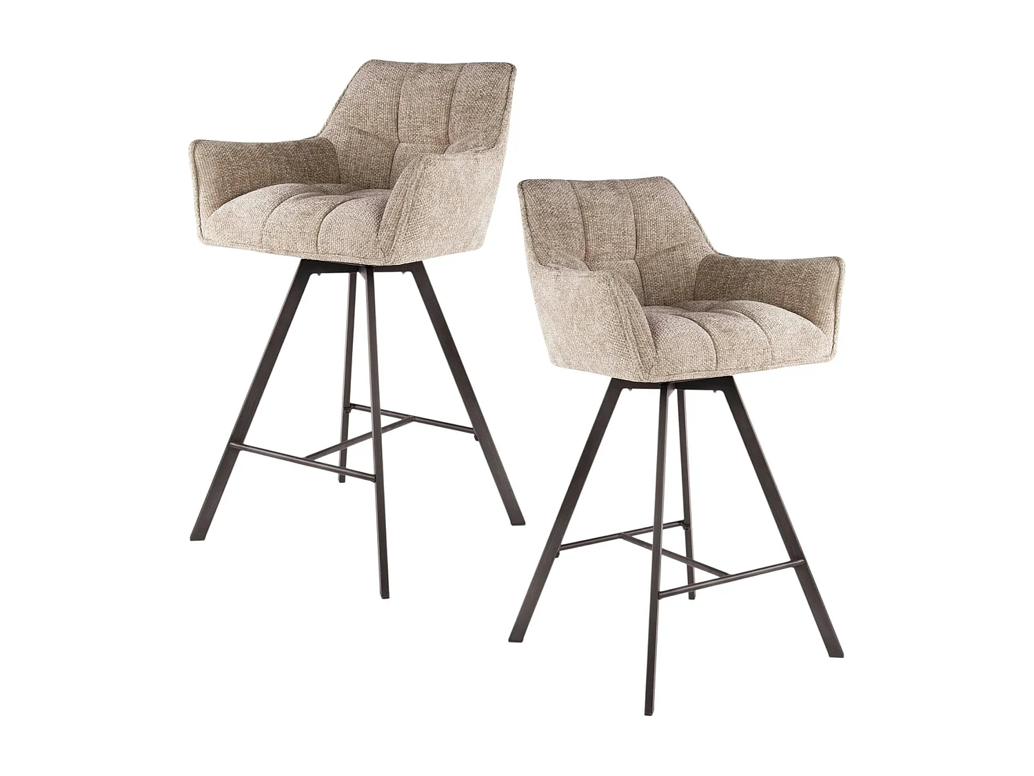 Chaise de bar pivotante en velours texturé sable (lot de 2) MELBOURNE